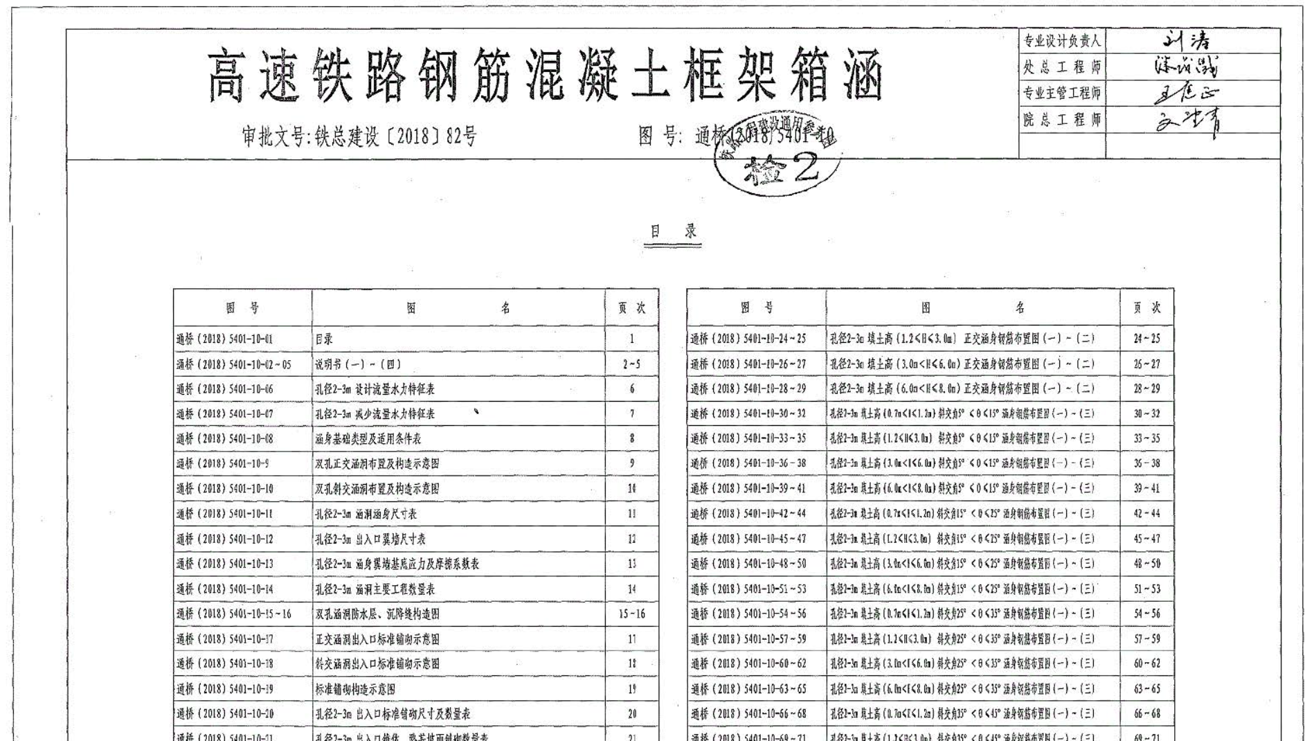 通桥(2018)5401-10 高速铁路钢筋混凝土框架箱涵 双孔3.0m